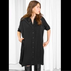 & other stories Black Oversize Button Down Shirt Dress Size 10